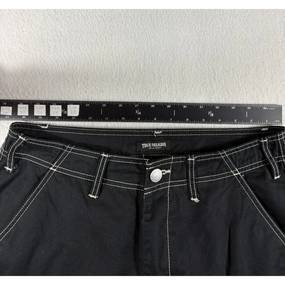 True Religion Cargo Pants Men 32 Black Cotton Dark Wash Straight Leg Casual Wear